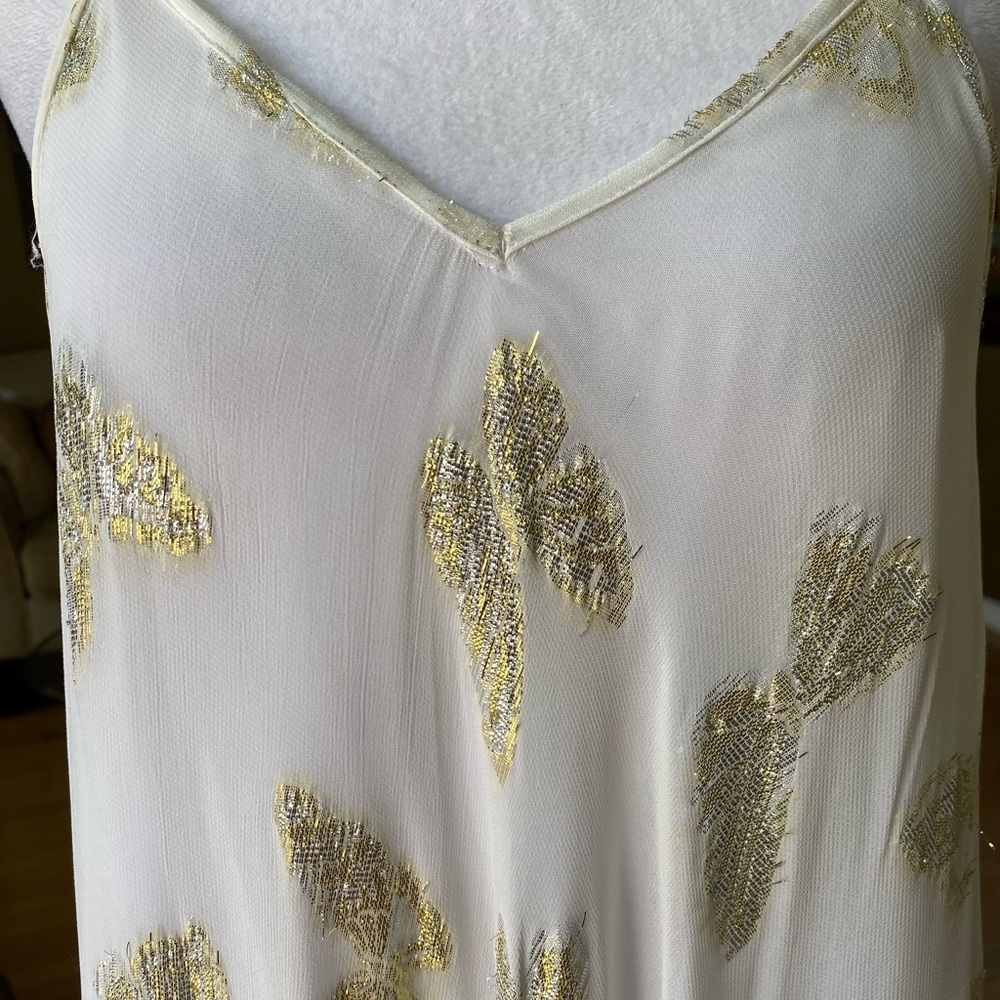 Muche + Muchette White Gold Butterfly Slip Dress Midi Chiffon Fairycore one size - Picture 6 of 16